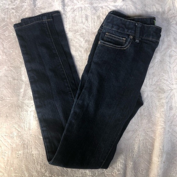Old Navy Girl's Super Skinny Adjustable Waist Dark Wash Denim Jeans 12 Slim - Picture 6 of 8